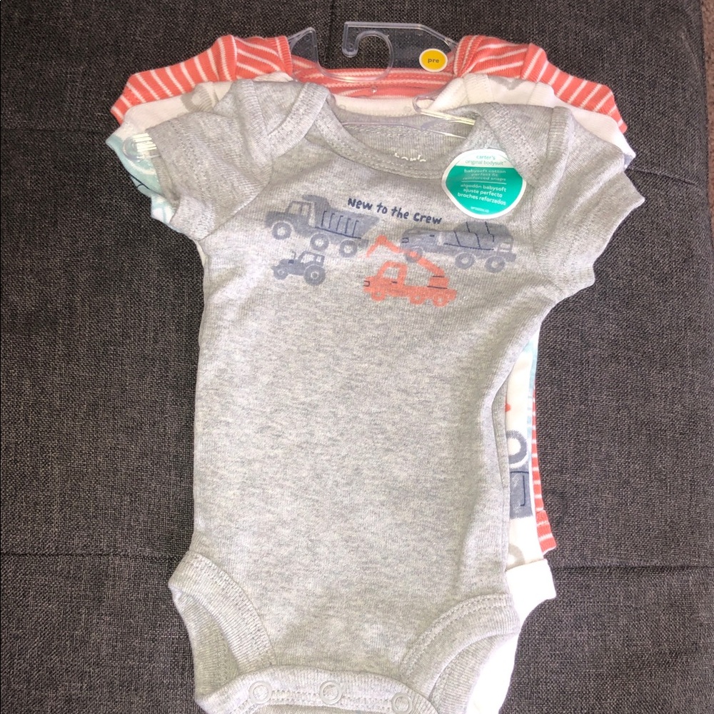 Carter's preemie (0m) Construction Theme Bodysuit Set